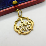9ct Yellow Gold 'I Love You' Pendant or Charm Vintage 1962 London