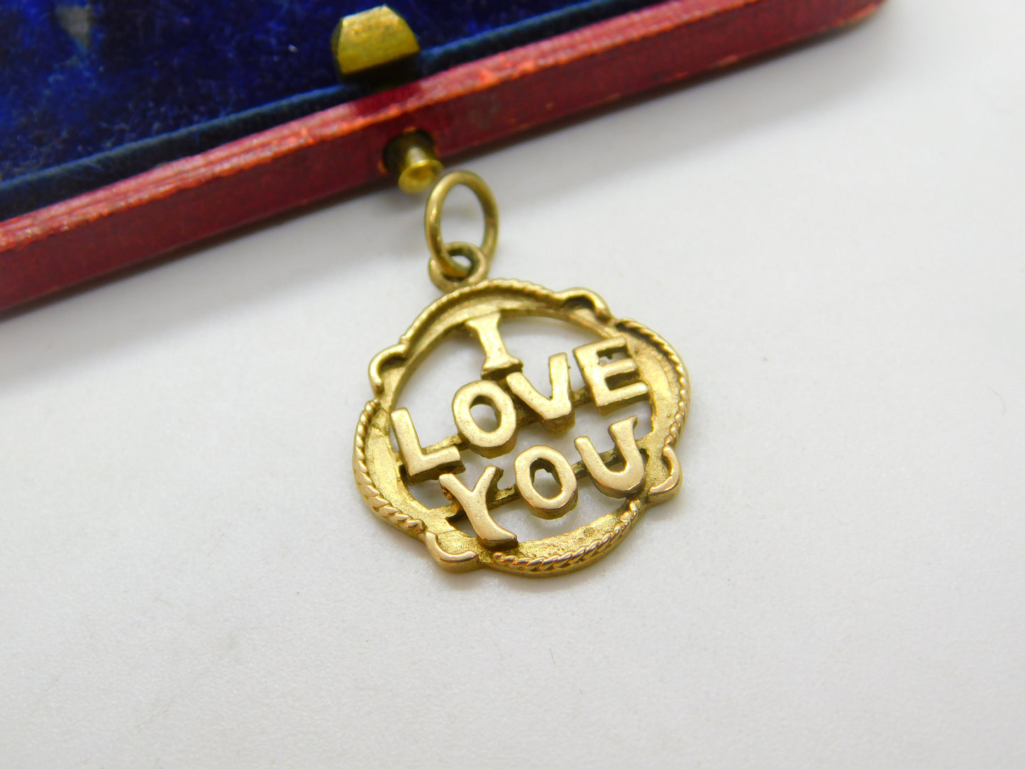 9ct Yellow Gold 'I Love You' Pendant or Charm Vintage 1962 London