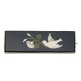 19th Century Sterling Silver & Italian Pietra Dura Dove of Peace Brooch Antique c1860