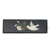 19th Century Sterling Silver & Italian Pietra Dura Dove of Peace Brooch Antique c1860