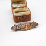 Victorian Sterling Silver 'Lily' Name Sweetheart Brooch 1888 Antique Birmingham