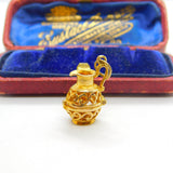 9ct Yellow Gold Opening Lady in the Wine Jug Charm 1977 Birmingham Vintage