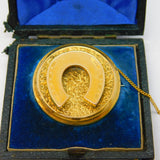 Victorian Boxed 15ct Yellow Gold Lucky Horseshoe Mourning Brooch Antique