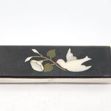 19th Century Sterling Silver & Italian Pietra Dura Dove of Peace Brooch Antique c1860