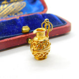 9ct Yellow Gold Opening Lady in the Wine Jug Charm 1977 Birmingham Vintage