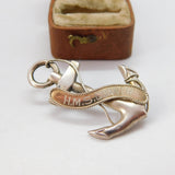 WW1 Gold & Sterling Silver 'HMS Gunner' Naval Sweetheart Brooch 1916 Antique