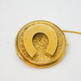 Victorian Boxed 15ct Yellow Gold Lucky Horseshoe Mourning Brooch Antique