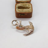 WW1 Gold & Sterling Silver 'HMS Gunner' Naval Sweetheart Brooch 1916 Antique