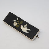 19th Century Sterling Silver & Italian Pietra Dura Dove of Peace Brooch Antique c1860