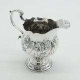 George III Sterling Silver Pedestal Floral Pattern Cream Jug Antique 1764 London
