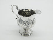 George III Sterling Silver Pedestal Floral Pattern Cream Jug Antique 1764 London