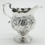 George III Sterling Silver Pedestal Floral Pattern Cream Jug Antique 1764 London