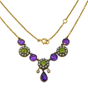 Suffragette Movement 9ct Gold, Amethyst, Period & Diamond Necklace Antique
