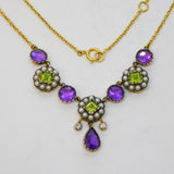 Suffragette Movement 9ct Gold, Amethyst, Period & Diamond Necklace Antique