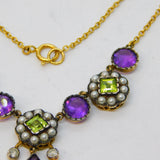 Suffragette Movement 9ct Gold, Amethyst, Period & Diamond Necklace Antique