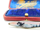 Gustav Gaudernack Sterling Silver & Enamel Singing Bird Winter Brooch Antique