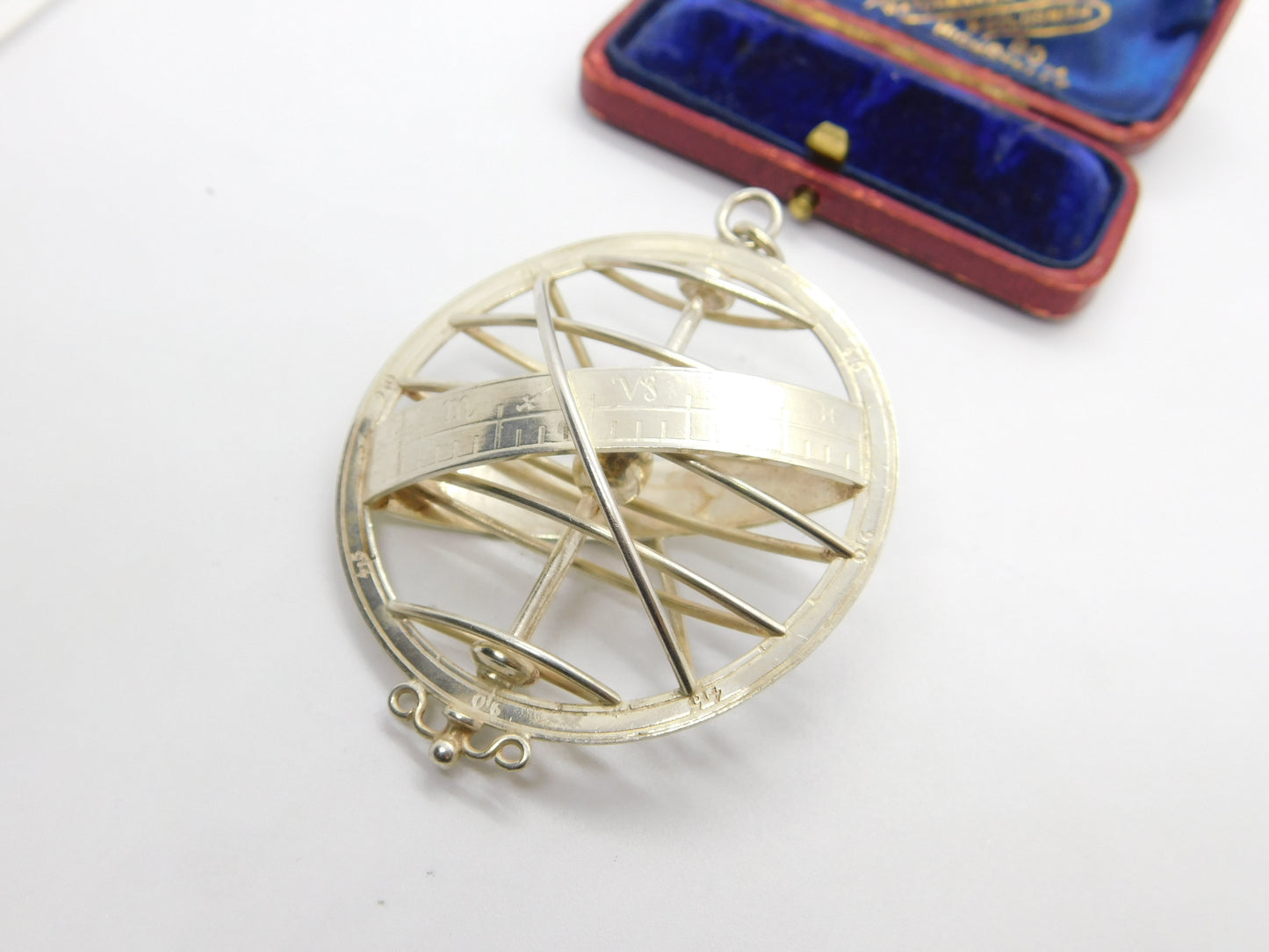 Large Sterling Silver Zodiac Astrological Sundial Pendant Vintage 1977 London