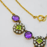 Suffragette Movement 9ct Gold, Amethyst, Period & Diamond Necklace Antique
