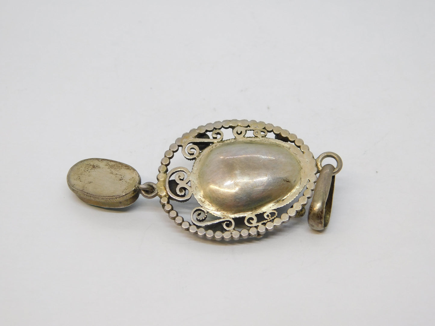 19th Century Sterling Silver Austro-Hungarian Turquoise Drop Pendant Antique c1860