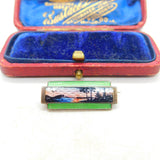 Marius Hammer Sterling Silver & Rare Green Enamel Winter Scene Brooch Antique