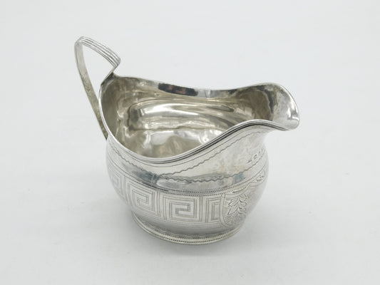 George III Sterling Silver Greek Maze Pattern Cream Jug Antique 1809 London