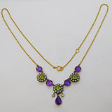 Suffragette Movement 9ct Gold, Amethyst, Period & Diamond Necklace Antique