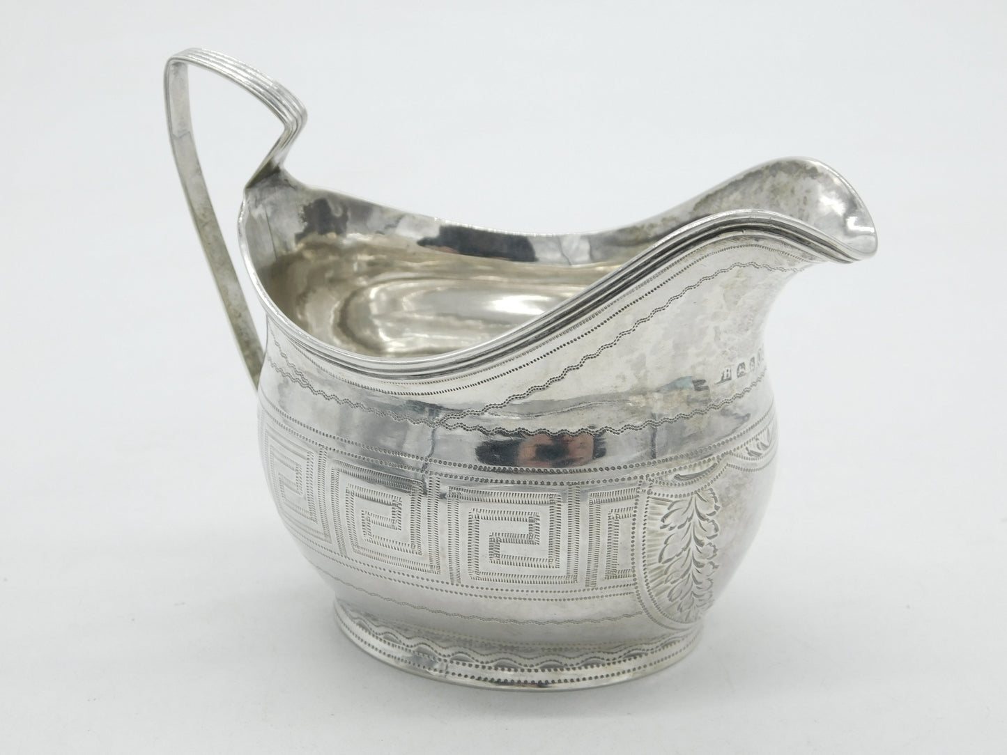 George III Sterling Silver Greek Maze Pattern Cream Jug Antique 1809 London