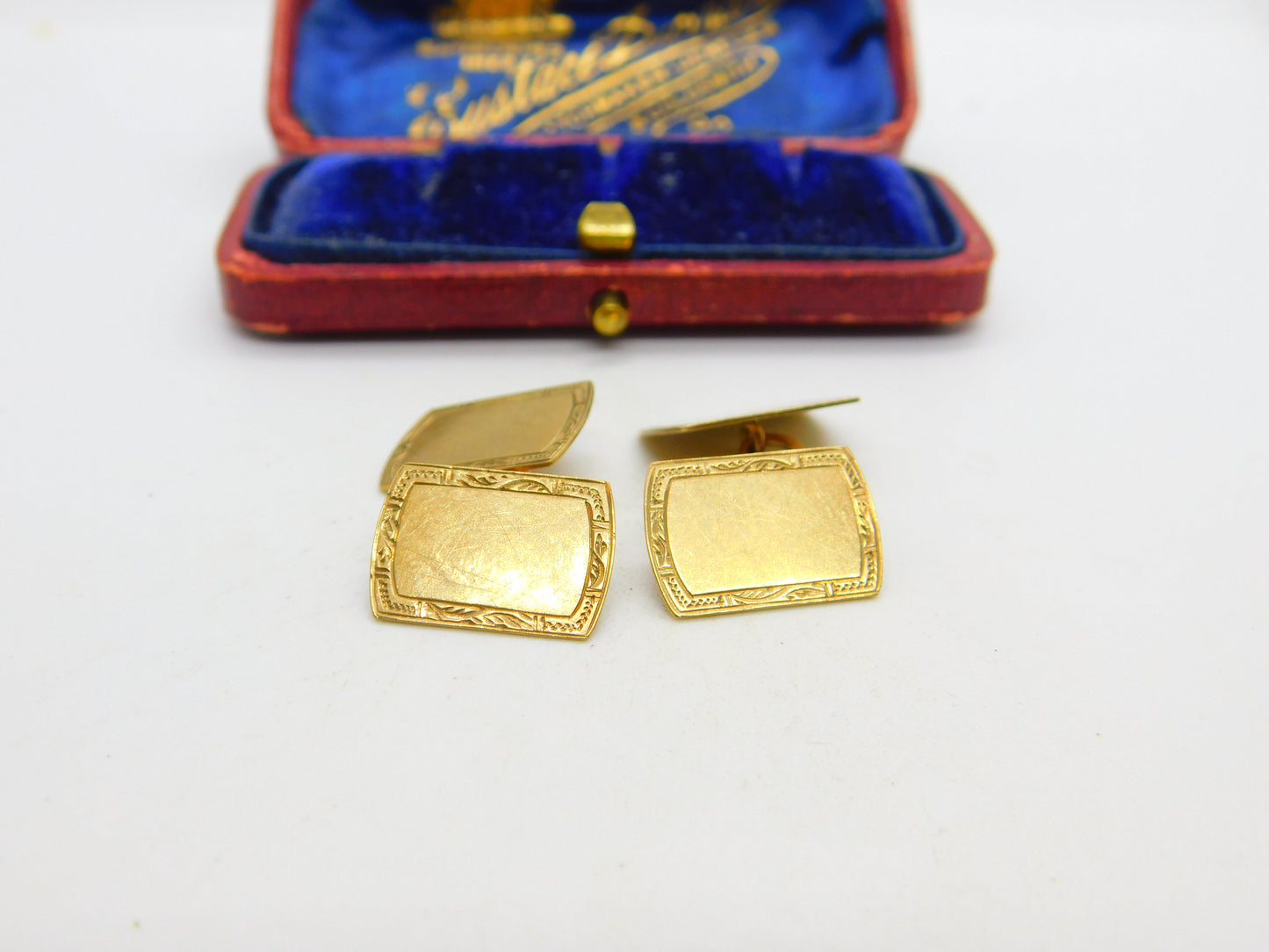 9ct Yellow Gold Gents Minimal Cufflinks Mid-Century 1959 London