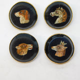 Georgian Gold & Silver Mounted Set of Micro Mosaic Animal Buttons Antique
