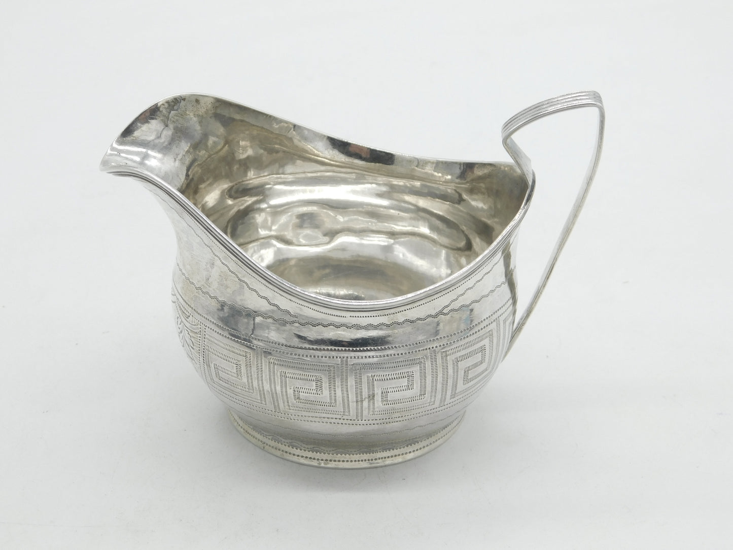 George III Sterling Silver Greek Maze Pattern Cream Jug Antique 1809 London