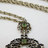 19th Century Sterling Silver Austro-Hungarian Emerald & Freshwater Pearl Necklace Antique c1860