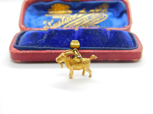 9ct Yellow Gold Capricorn the Goat Zodiac Charm or Pendant c1970 Birmingham