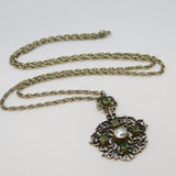 19th Century Sterling Silver Austro-Hungarian Emerald & Freshwater Pearl Necklace Antique c1860