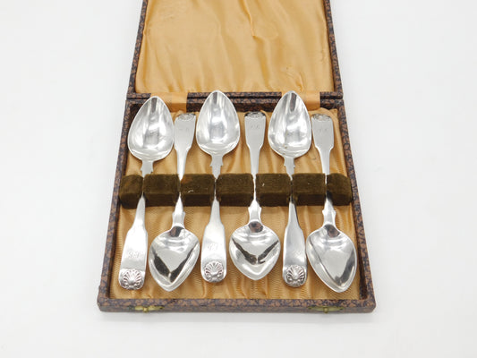 Set of Six Boxed Georgian Sterling Silver Teaspoons 1812 Edinburgh Antique