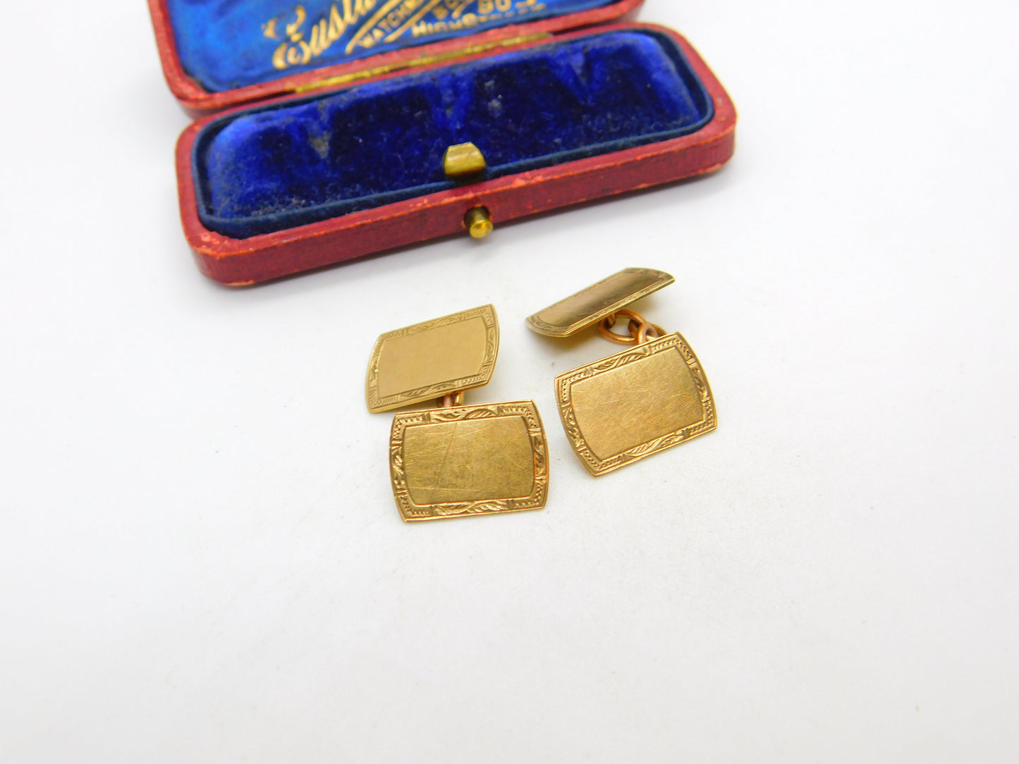 9ct Yellow Gold Gents Minimal Cufflinks Mid-Century 1959 London