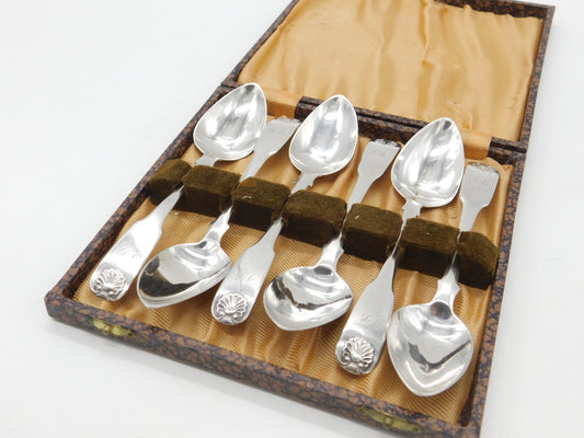 Set of Six Boxed Georgian Sterling Silver Teaspoons 1812 Edinburgh Antique