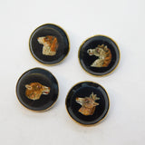 Georgian Gold & Silver Mounted Set of Micro Mosaic Animal Buttons Antique