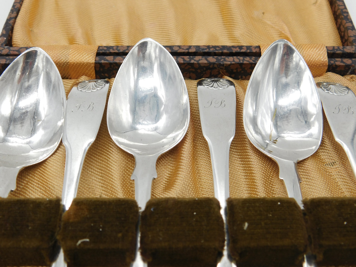 Set of Six Boxed Georgian Sterling Silver Teaspoons 1812 Edinburgh Antique