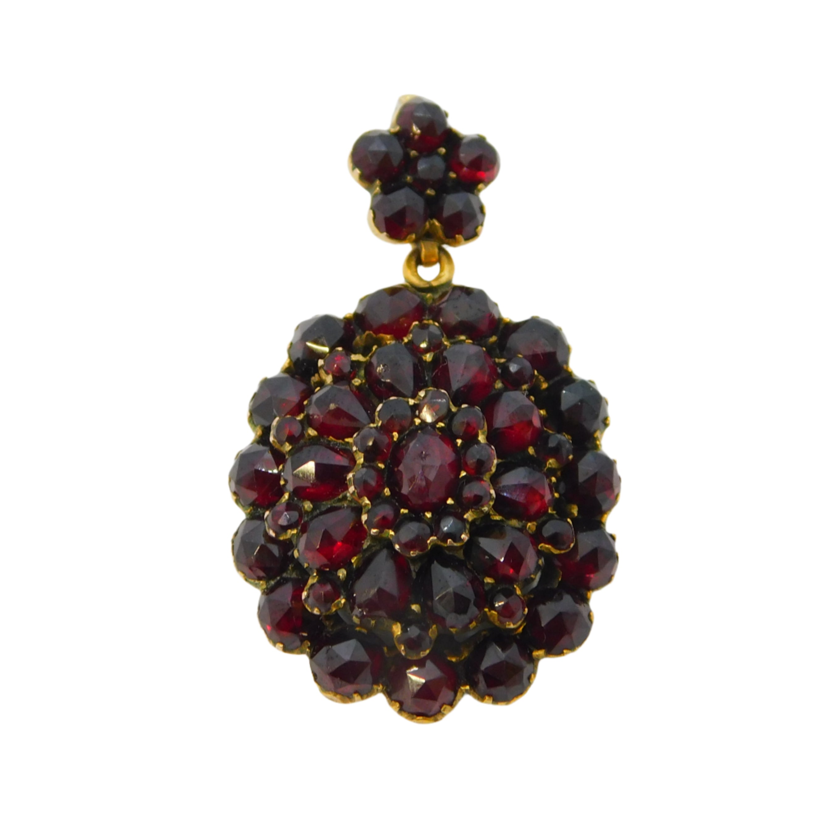 Antique Gold Garnet Floral Locket