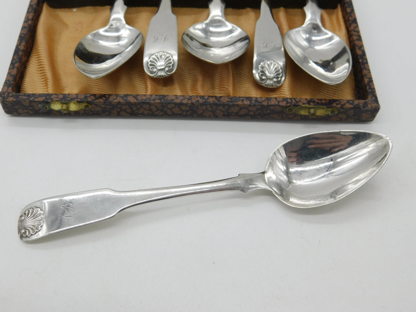 Set of Six Boxed Georgian Sterling Silver Teaspoons 1812 Edinburgh Antique