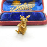 9ct Yellow Gold Rabbit Holding a Candlestick Charm Pendant 1964 Birmingham