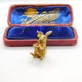 9ct Yellow Gold Rabbit Holding a Candlestick Charm Pendant 1964 Birmingham