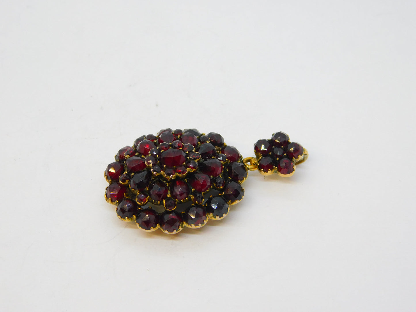 19th Century Austro-Hungarian 9ct Gold & Garnet Locket Pendant Antique c1860