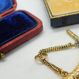 15ct Yellow Gold & Garnet Set Horn Form Watch Key Fob Pendant Antique c1900