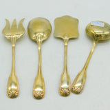 19th Century French .950 Silver Gilt Dessert Cutlery Four-Part Set Antique c1880