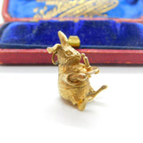 9ct Yellow Gold Rabbit Holding a Candlestick Charm Pendant 1964 Birmingham