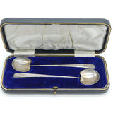 Boxed Edwardian Pair of Sterling Silver Ice Cream Spoons Antique 1906 Sheffield