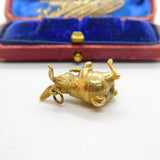 9ct Yellow Gold Rabbit Holding a Candlestick Charm Pendant 1964 Birmingham