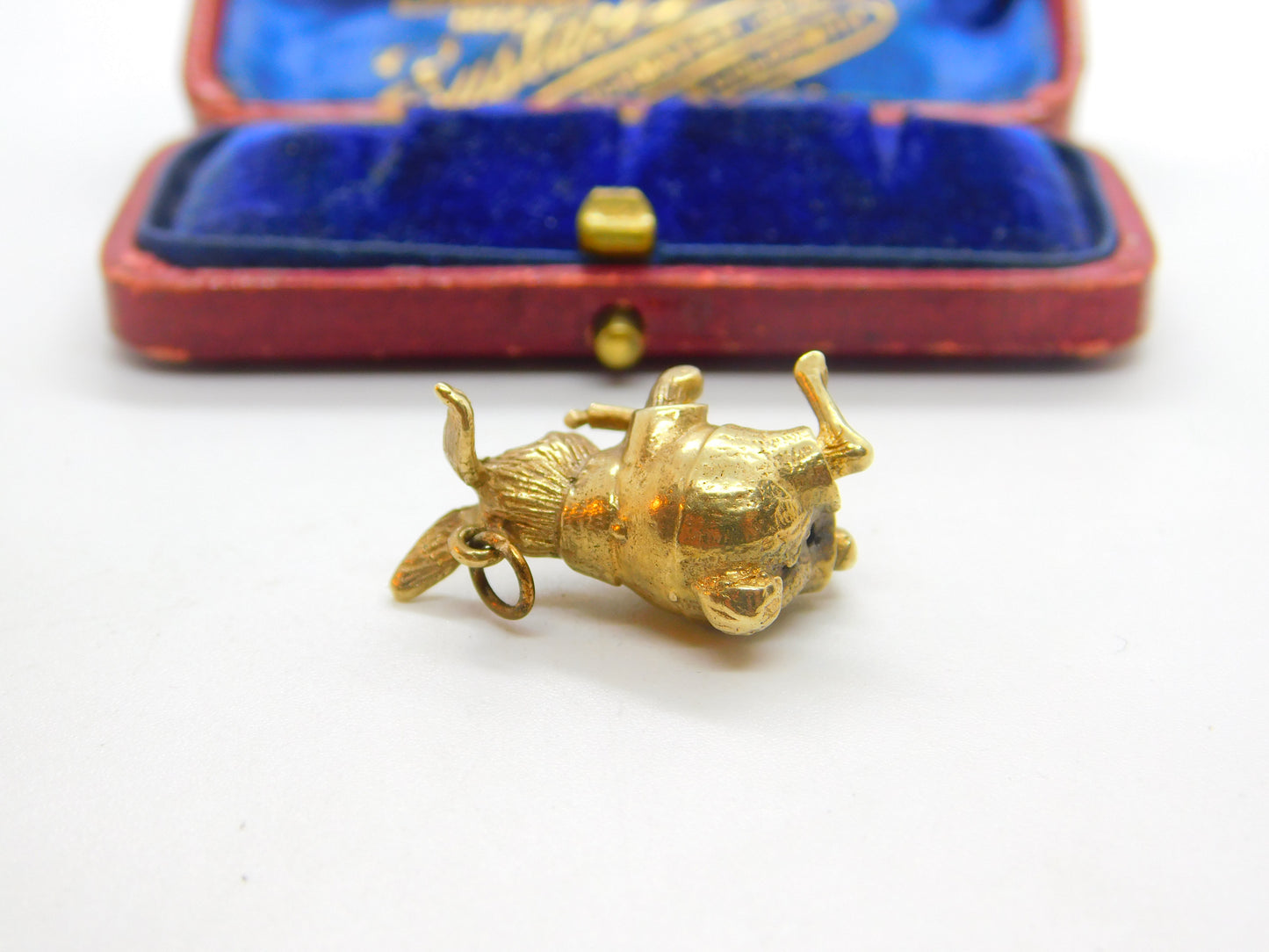 9ct Yellow Gold Rabbit Holding a Candlestick Charm Pendant 1964 Birmingham