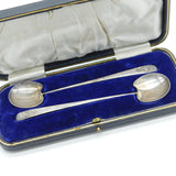 Boxed Edwardian Pair of Sterling Silver Ice Cream Spoons Antique 1906 Sheffield